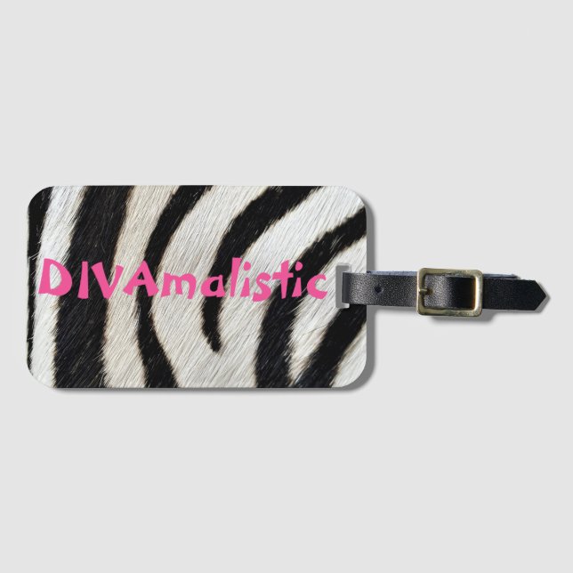 DIVAmalistic Zebra Print Luggage Tag (Front Horizontal)