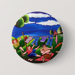 Divas Laundry Day Wine Fun Folk Art 6 Cm Round Badge