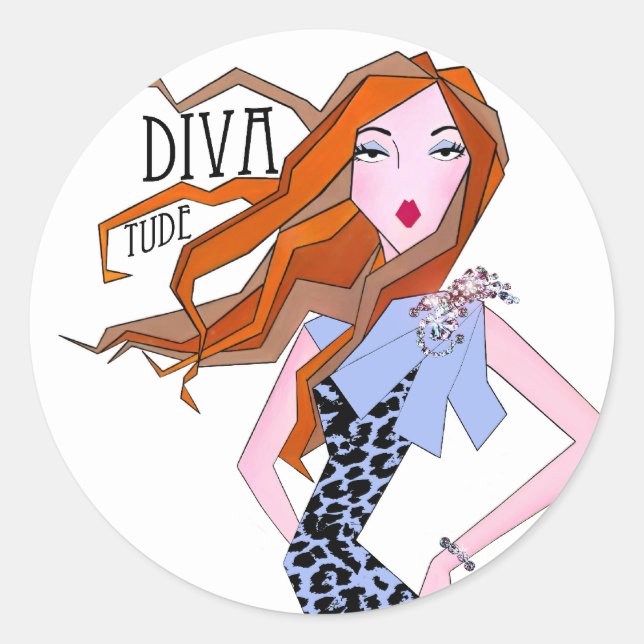 "DIVAtude" Classic Round Sticker (Front)