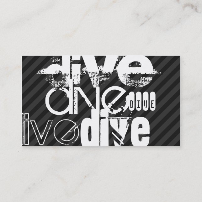 Dive; Black & Dark Grey Stripes Business Card (Back)