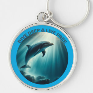 Dive Deep Live Free Dolphin  Key Ring