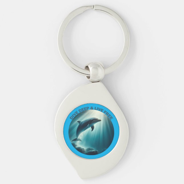 Dive Deep Live Free Dolphin  Key Ring (Front)