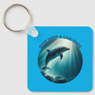 Dive Deep Live Free Dolphin  Key Ring