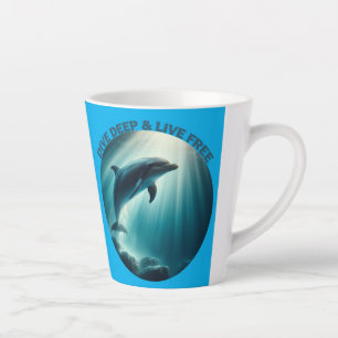 Dive Deep Live Free Dolphin  Latte Mug