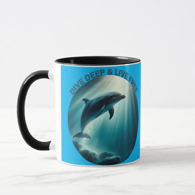 Dive Deep Live Free Dolphin  Mug (Left)
