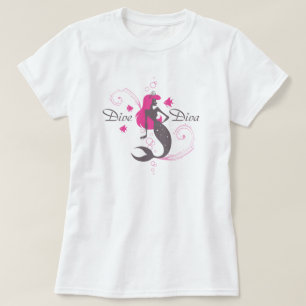 "Dive Diva" Pink Mermaid (women's t-shirt, white) T-Shirt