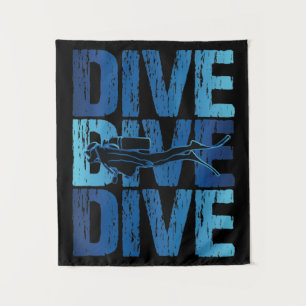 Dive Dive Dive - Scuba Diver Underwater Diving Tapestry