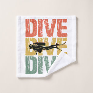 Dive Dive Dive - Scuba Diver Underwater Diving Wash Cloth