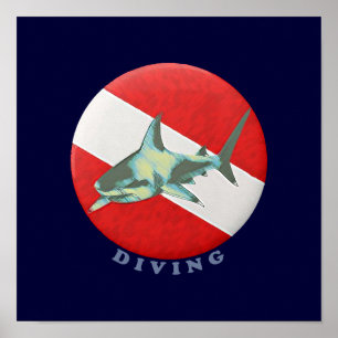 dive / diving / shark poster