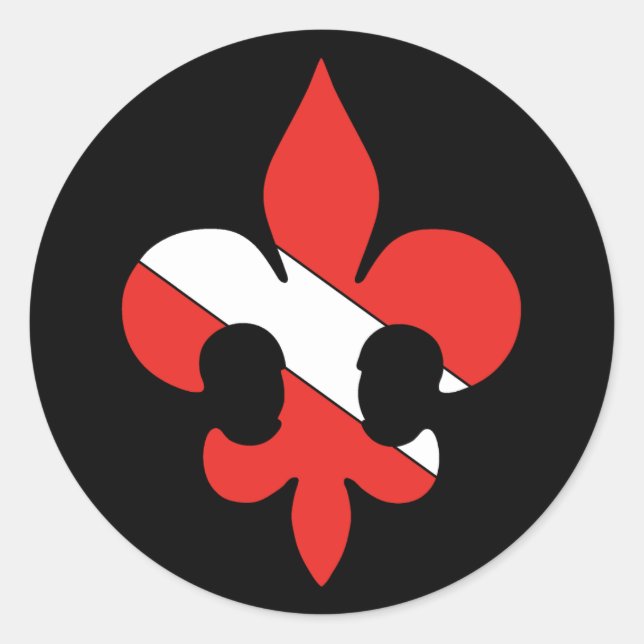 Dive Flag Fleur de lis Round Stickers (Front)