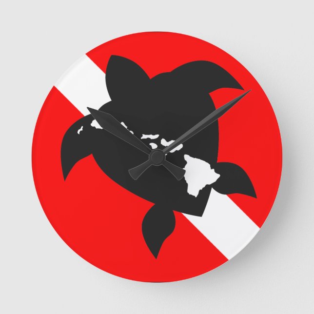 Dive Flag Turtle Round Clock (Front)