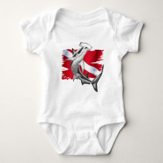 Dive flag with hammerhead shark-diver down baby bodysuit