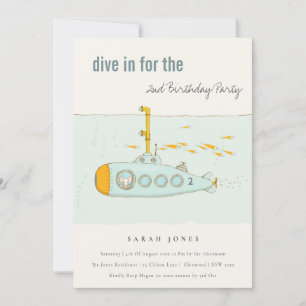 Dive In Undersea Submarine Any Age Birthday Invite