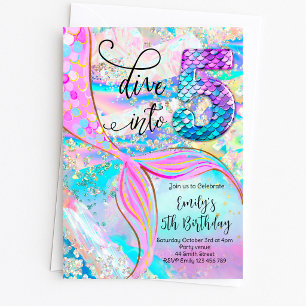 Dive into 5 Mermaid Birthday Invitation
