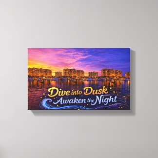 Dive Into Dusk Awaken the Night Sunset Waterfront  Canvas Print