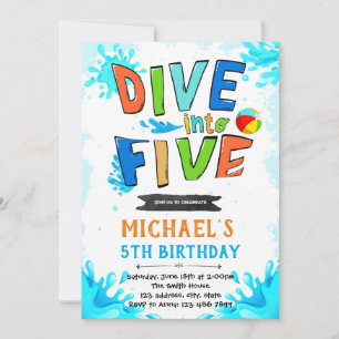 Dive into five birthday invitation