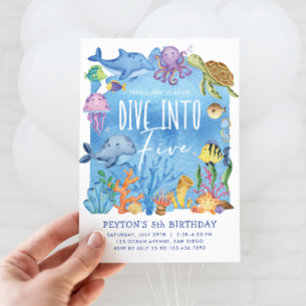Dive Into Five Birthday Invitation Under the Sea