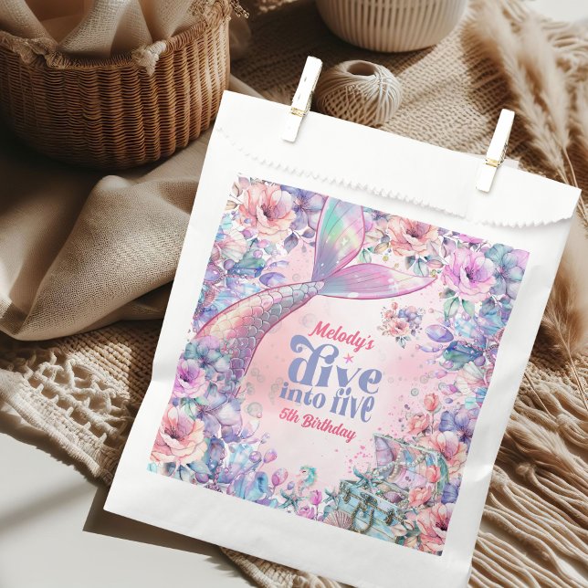 Dive into Five Flower Glitter Mermaid Tail  Favour Bags (Creator Uploaded)