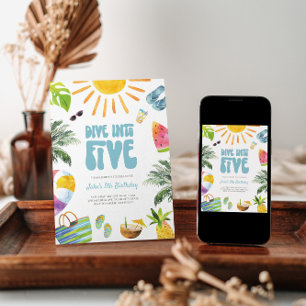 Dive into Five Retro Birthday Invitation