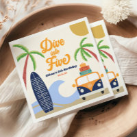 Dive Into Five Surf Blue 5th Birthday Party Napki