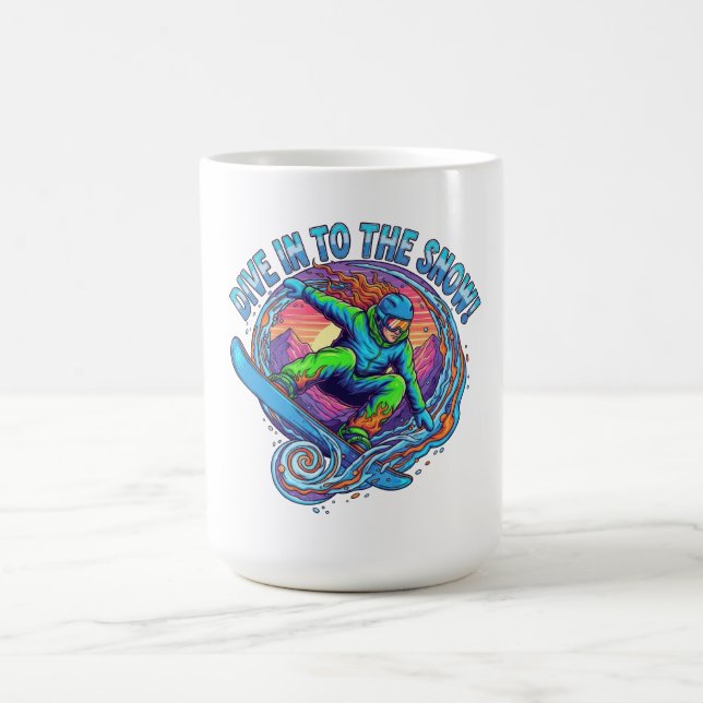 Dive into the Snow Snowboard Coffee Mug (Center)