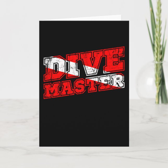 Dive Master Dive Instructor Diver Down Flag Scuba Card (Front)