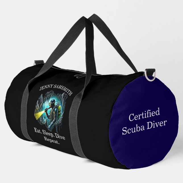 Dive More, Worry Less: Scuba Fun! Duffle Bag (Left Corner)