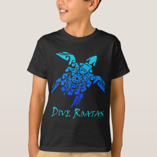Dive Roatan, Honduras Vintage Tribal Turtle Vacati T-Shirt