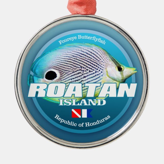 Dive Roatan Island (DD2) Metal Tree Decoration (Front)