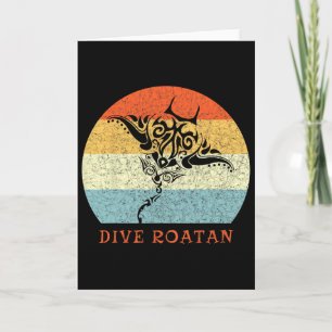 Dive Roatan Vintage Retro Tril Stingray Vacation Card
