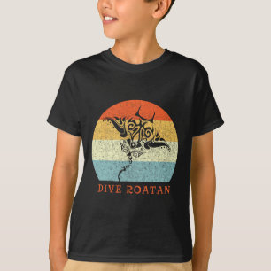 Dive Roatan Vintage Retro Tril Stingray Vacation T-Shirt
