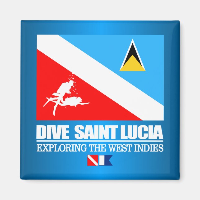 Dive Saint Lucia (sq) Magnet (Front)