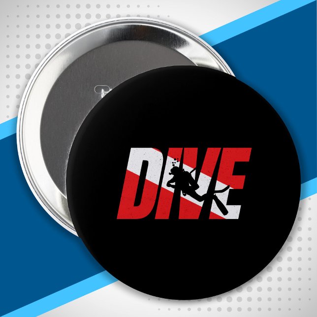 Dive, Scuba Diver Gift Diver Down Flag Diving 10 Cm Round Badge (Creator Uploaded)