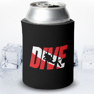 Dive, Scuba Diver Gift Diver Down Flag Diving Can Cooler
