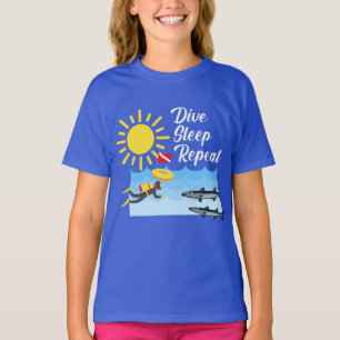 Dive Sleep Repeat Design - Girls' Basic T-Shirt