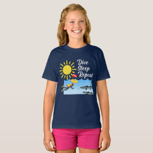Dive Sleep Repeat Design - Girls' Basic T-Shirt