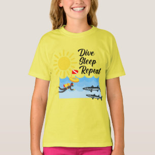 Dive Sleep Repeat Design - Girls' Basic T-Shirt