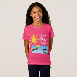 Dive Sleep Repeat Design - Girls' Fine Jersey T-Sh T-Shirt