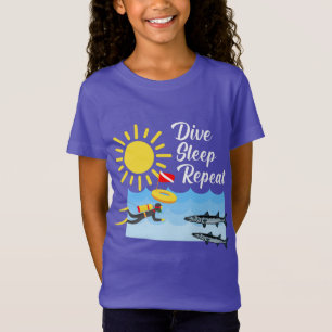 Dive Sleep Repeat Design - Girls' Fine Jersey T-Sh T-Shirt