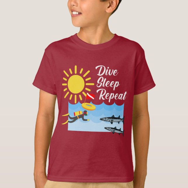 Dive Sleep Repeat Design - Kids' Basic T-Shirt (Front)