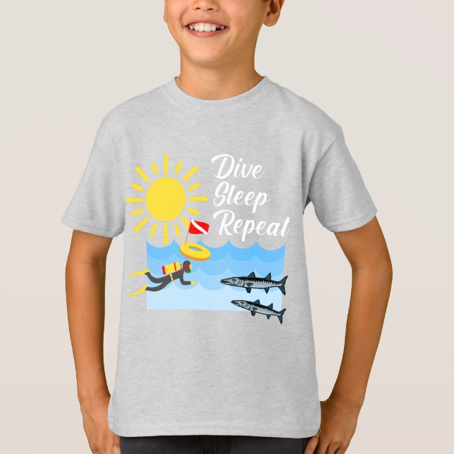 Dive Sleep Repeat Design - Kids' Basic T-Shirt (Front)