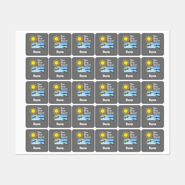 Dive Sleep Repeat Design - Small Square Clothing L (Sheet)