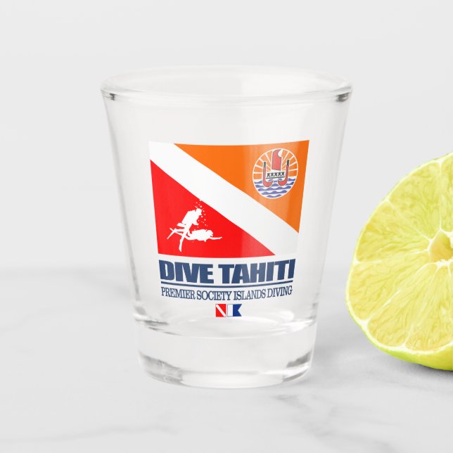 Dive Tahiti (sq) Shot Glass (Front)