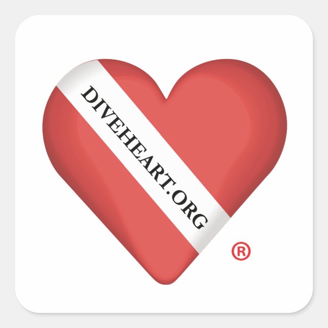 Diveheart Heart Square Sticker (Front)