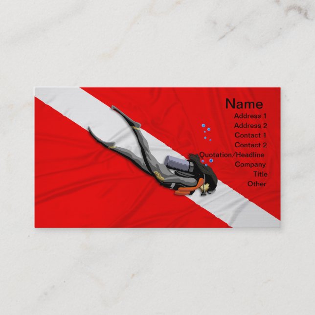 Diver And Dive Flag Business Card (Front)