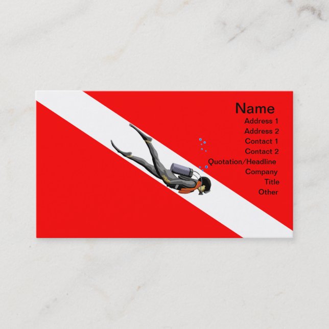 Diver And Dive Flag Business Card (Front)