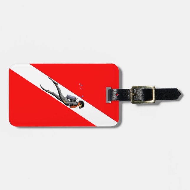 Diver And Dive Flag Luggage Tag (Front Horizontal)