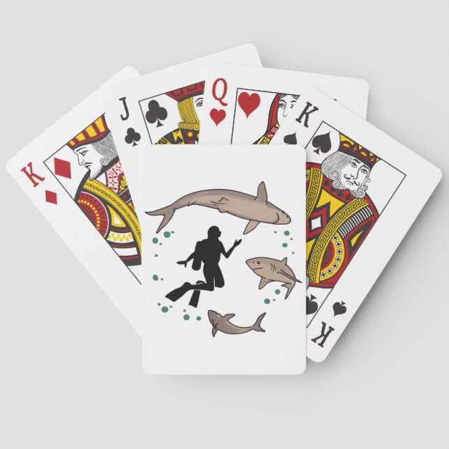 Diver and Sharks Playing Cards (Back)