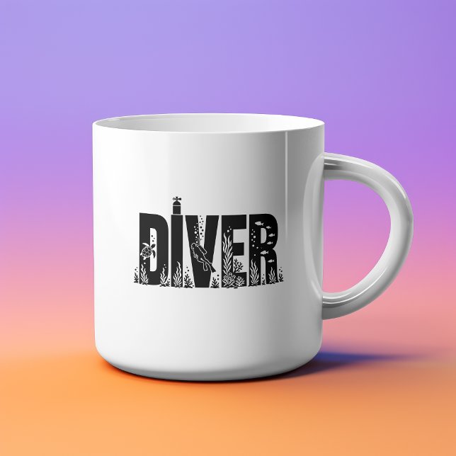 Diver Bold Typography Design Espresso Cup (Creator Uploaded)