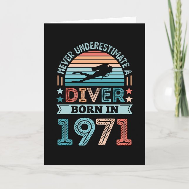Diver born 1971 50th Birthday Diving Gift Dive Fan Card (Front)